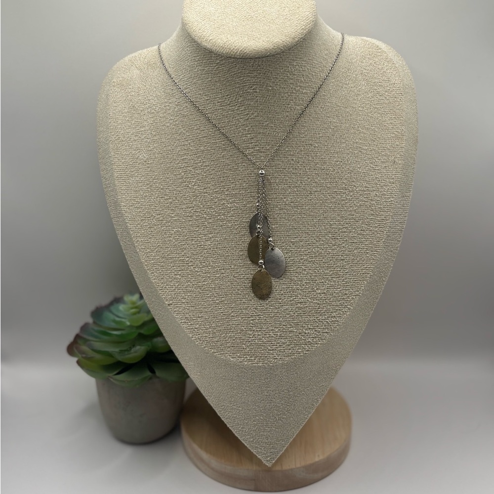 925 Silver & Brass Disc Pendant Necklace